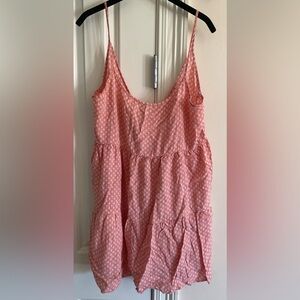 Pink Sleeveless Dress with White Pattern